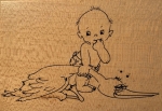 Stempel Baby mit Storch